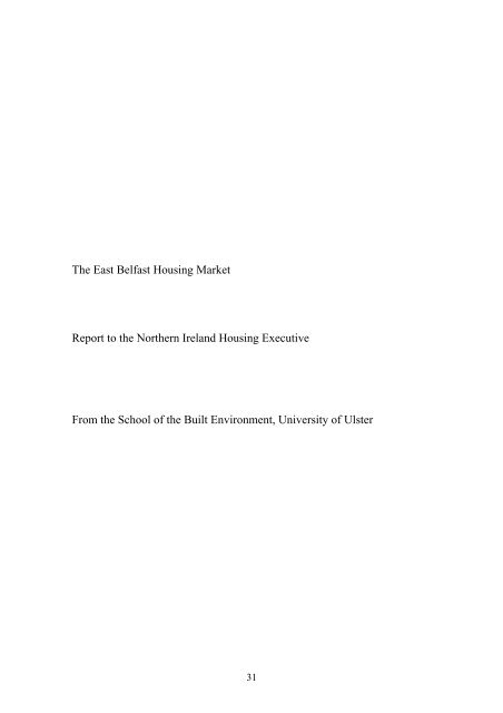 East Belfast Sectoral Study - Northern Ireland Housing Executive