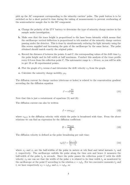 1 Introduction 2 The Haynes-Shockley Experiment