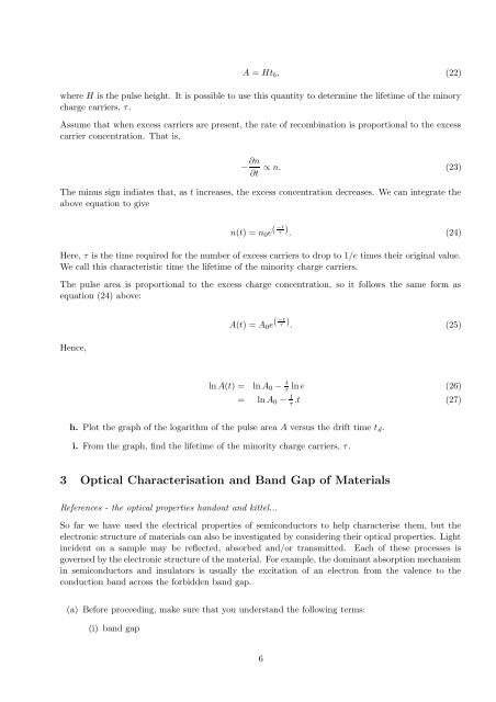 1 Introduction 2 The Haynes-Shockley Experiment