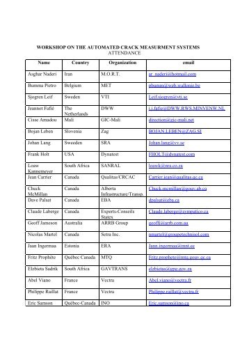 workshop on the automated crack measurment systems attendance
