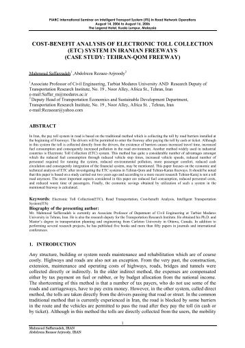 cost-benefit analysis of electronic toll collection (etc)