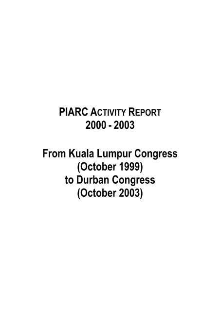 Activity report 2000-2003 - Association mondiale de la Route