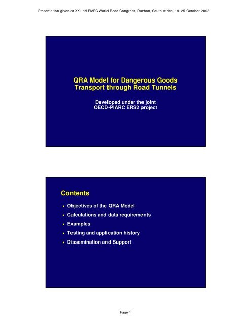 QRA Model for Dangerous Goods Transport through Road Tunnels ...