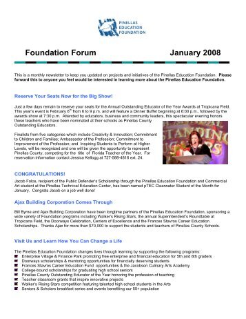 Foundation Forum January 2008 - Pinellas Education Foundation