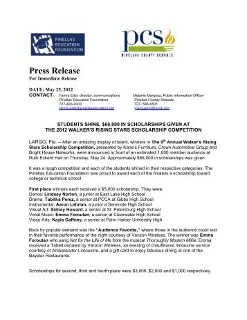 Press Release - Pinellas Education Foundation