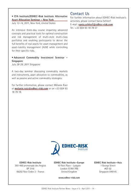 EDHEC-Risk Institute Partner News