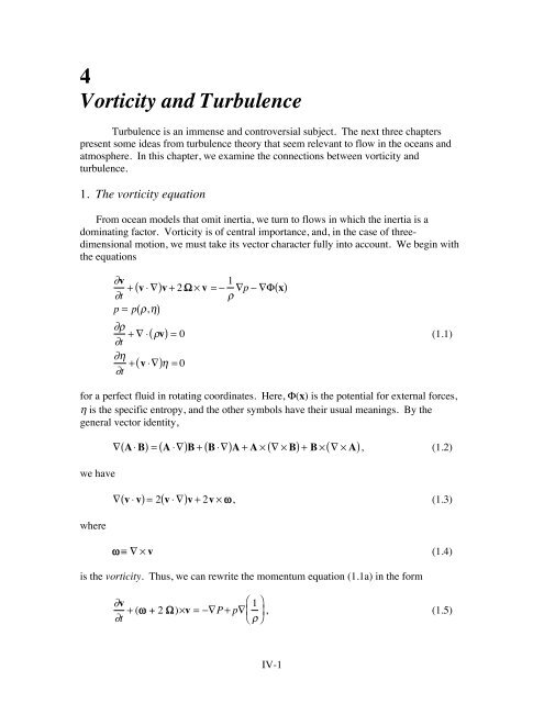 Salmon Chapter 4: Vorticity and turbulence