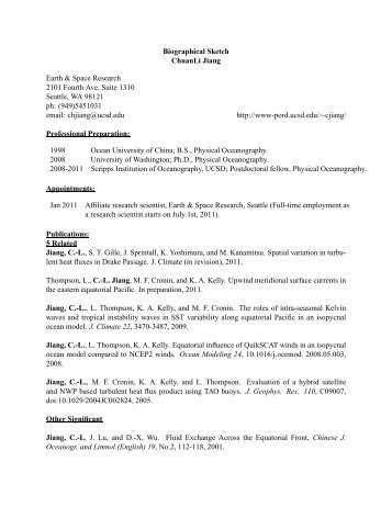 Curriculum Vitae - Physical Oceanography Research Division