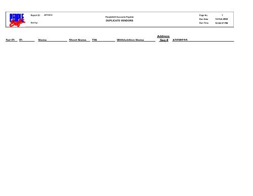 PeopleSoft: SpeedCharts (APY0005)