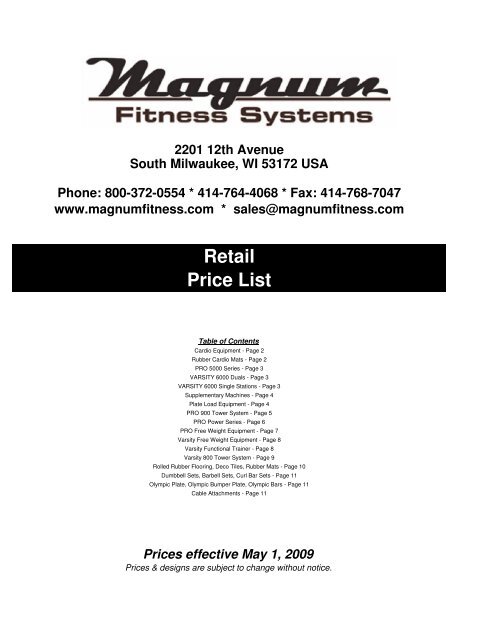 Retail Price List 05-01-2009
