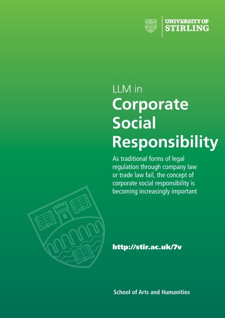 LLM in Corporate Social Responsibility - University of Stirling