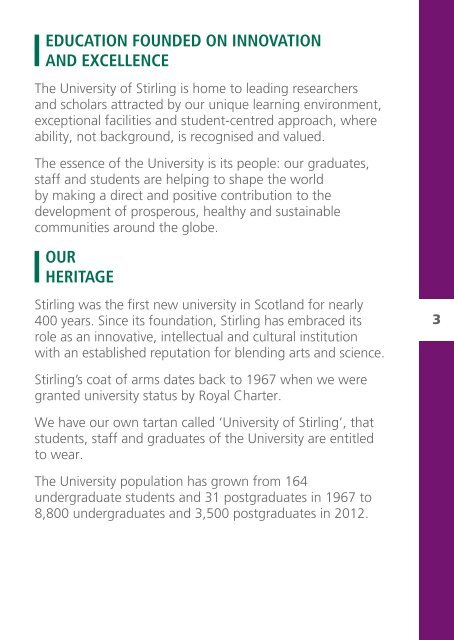 Stirling at a Glance - University of Stirling