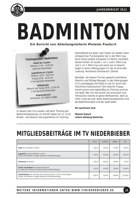 jahresbericht 2012 - TV Niederbieber 1883 eV