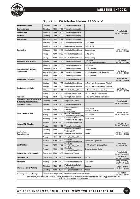 jahresbericht 2012 - TV Niederbieber 1883 eV