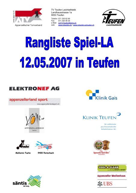 Rangliste Spiel-Leichtathletik - TV Teufen