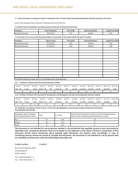 Silvia Quandt Research GmbH - BVB Aktie - Borussia Dortmund