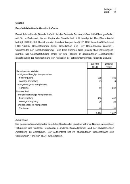 Jahresabschluss der Borussia Dortmund GmbH & Co. KGaA für ...