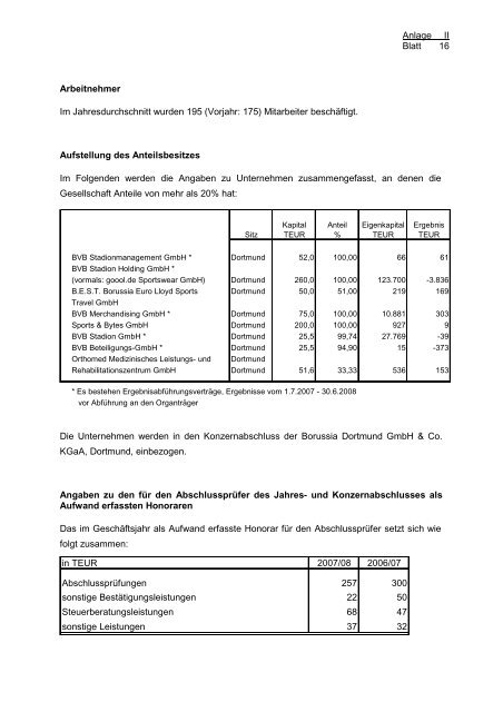 Jahresabschluss der Borussia Dortmund GmbH & Co. KGaA für ...