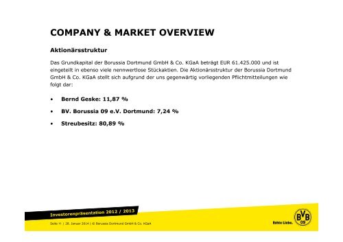 Investoren-Information 2012/2013 - BVB Aktie - Borussia Dortmund