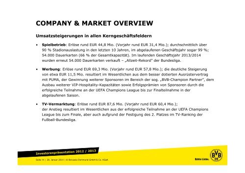 Investoren-Information 2012/2013 - BVB Aktie - Borussia Dortmund