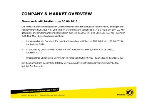 Investoren-Information 2012/2013 - BVB Aktie - Borussia Dortmund