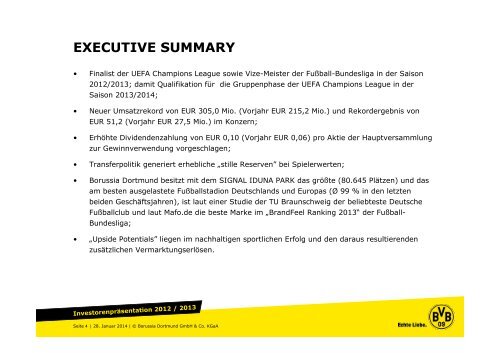 Investoren-Information 2012/2013 - BVB Aktie - Borussia Dortmund