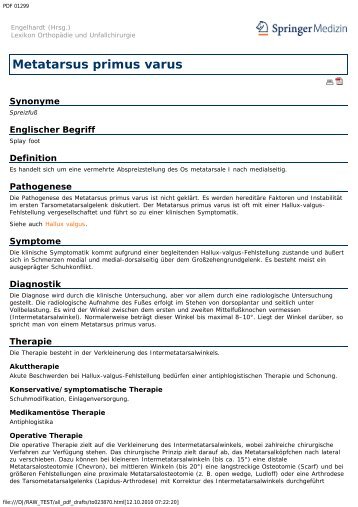 Metatarsus primus varus - Engelhardt Lexikon OrthopÃ¤die und ...