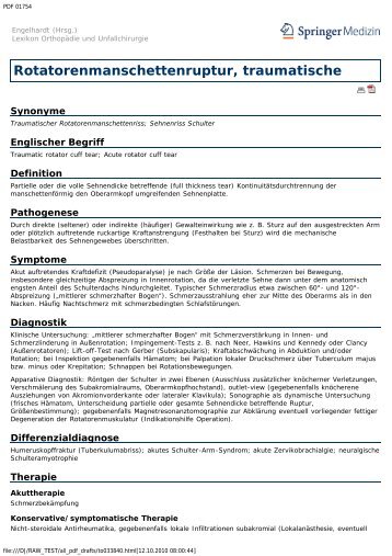 Rotatorenmanschettenruptur, traumatische - Engelhardt Lexikon ...