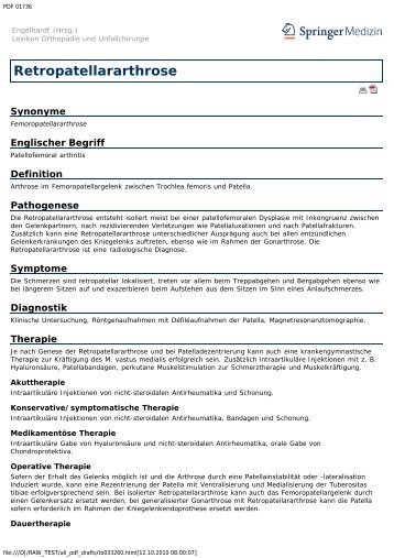 Retropatellararthrose - Engelhardt Lexikon OrthopÃ¤die und ...