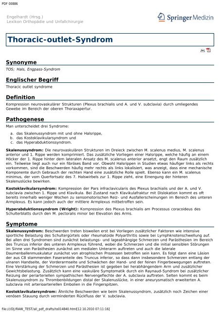 Thoracic-outlet-Syndrom - Engelhardt Lexikon OrthopÃ¤die und ...