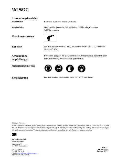 Produktdatenblatt - 3M Schweiz