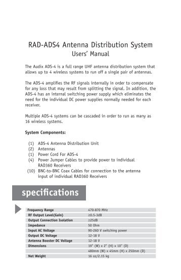 RAD-ADS4 Antenna Distribution System - Audix