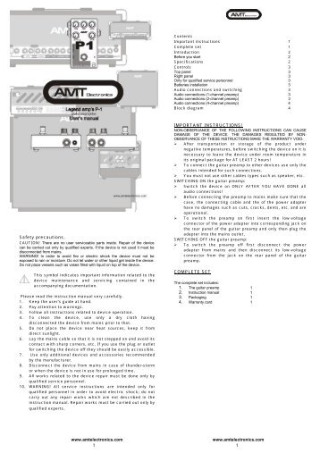 AMT P-1 Manual English Ver - AMT Electronics