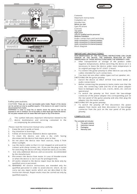 AMT P-1 Manual English Ver - AMT Electronics