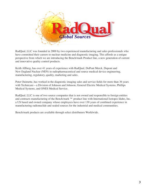 Current RadQual Product Catalog