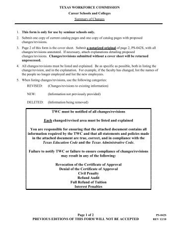 Form PS-042S - Texas Workforce Commission