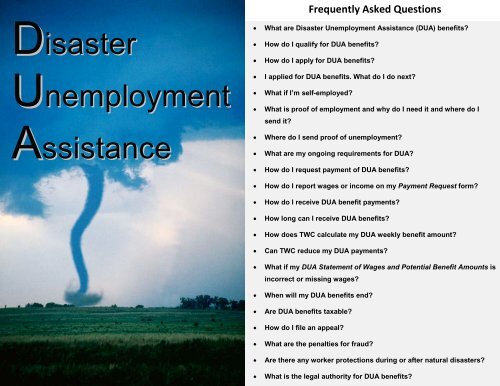 Disaster Unemployment Assistance - Texas Workforce Commission