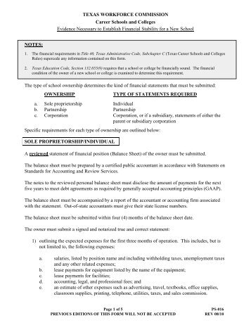 Form PS-016 - Texas Workforce Commission