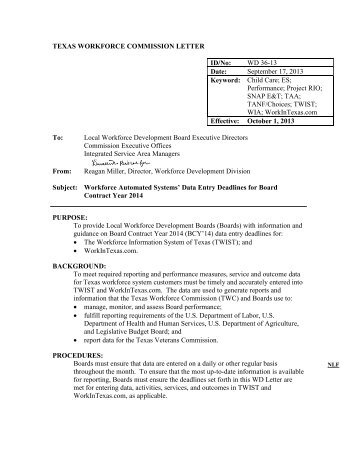 WD Letter 36-13: Workforce Automated Systems' Data Entry ...
