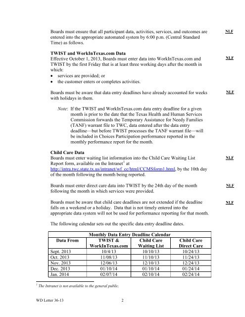 WD Letter 36-13: Workforce Automated Systems' Data Entry ...