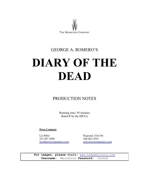 Production Notes - The Weinstein Company