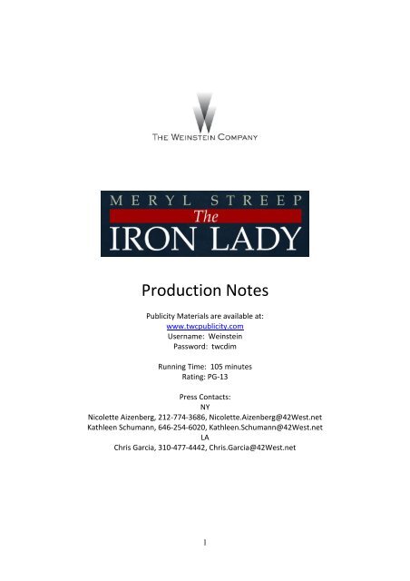 Production Notes - The Weinstein Company