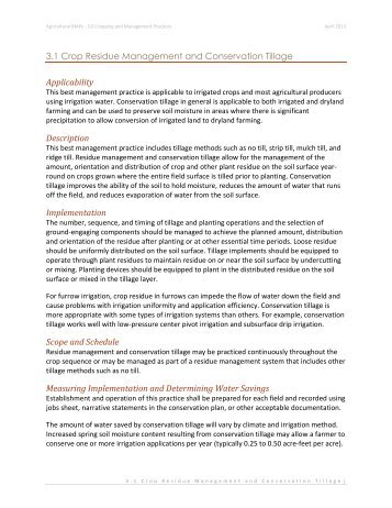 3.1 Crop Residue Management and Conservation Tillage ...