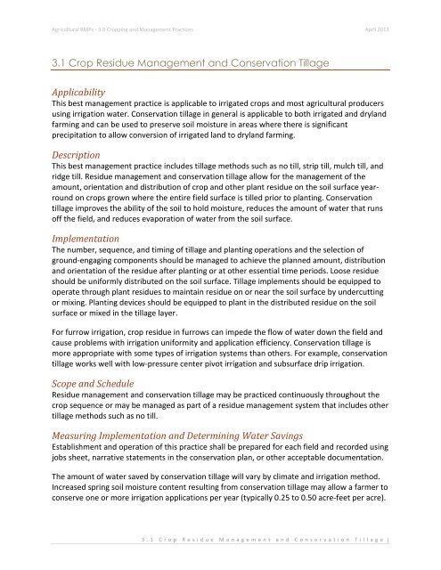 3.1 Crop Residue Management and Conservation Tillage ...