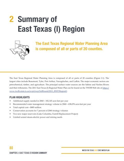 Chapter 2 Regional Summaries - Texas Water Development Board