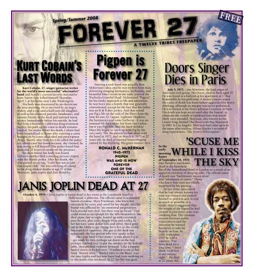 Pigpen is Forever 27 Kurt Cobain's Last Words - The Twelve Tribes