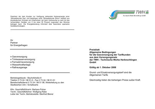 Stand: 01.10.2008 - TWH-Technische Werke Herbrechtingen GmbH