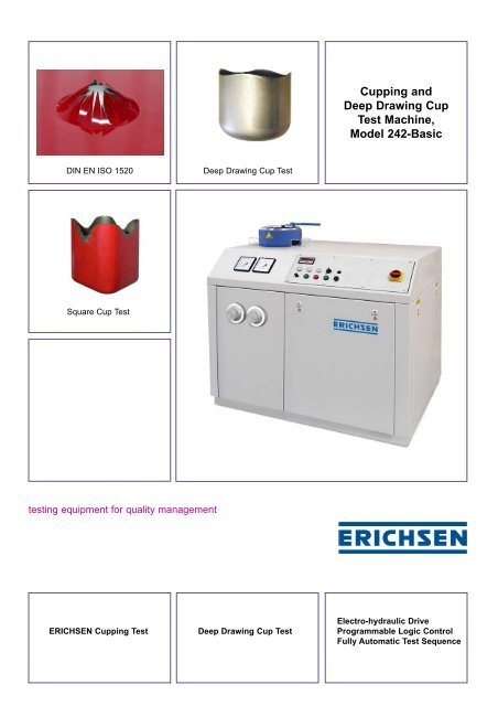 Cupping and Deep Drawing Cup Test Machine, Model 242-Basic