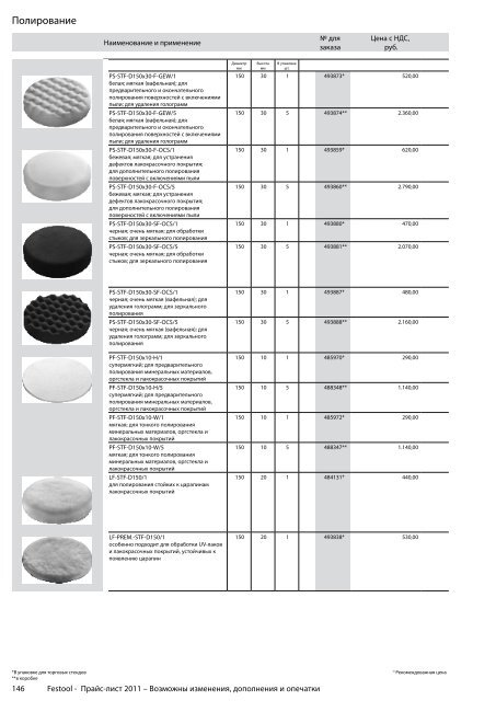 ÐÑÐ°Ð¹Ñ-Ð»Ð¸ÑÑ Festool 2011 PDF, 3.6 ÐÐ±