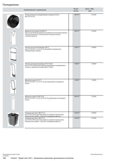 ÐÑÐ°Ð¹Ñ-Ð»Ð¸ÑÑ Festool 2011 PDF, 3.6 ÐÐ±